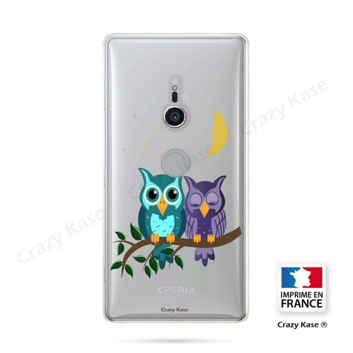 Coque Sony Xperia XZ2 souple motif chouettes au clair de lune - Crazy Kase