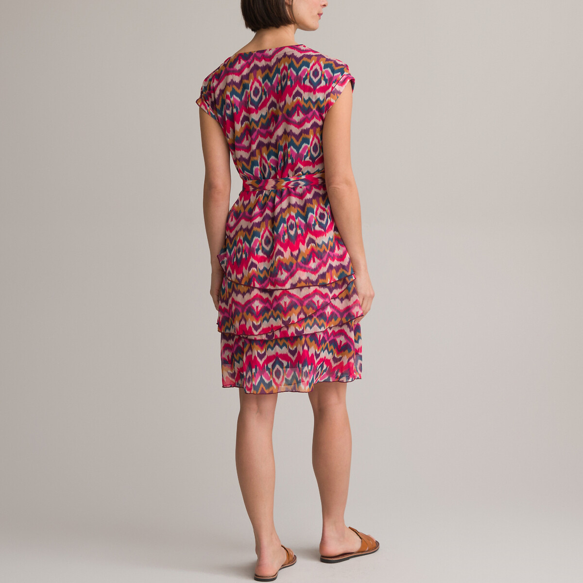 Платье Расклешенное длиной до колен с принтом в этническом стиле 44 каштановый LaRedoute, размер 44 - фото 4