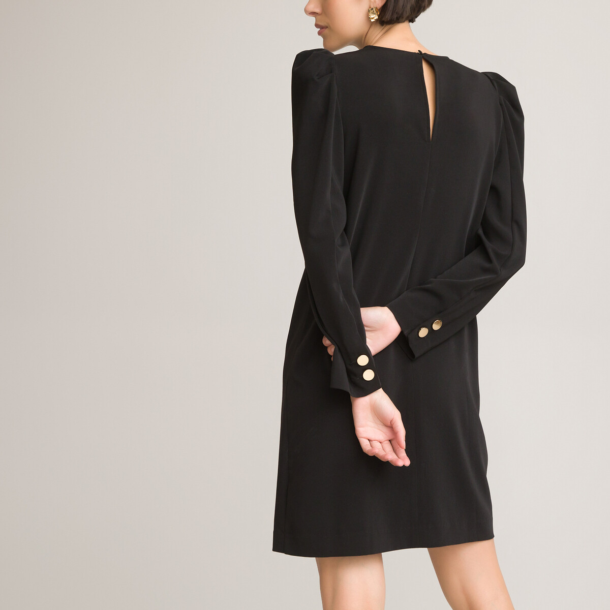Платье LaRedoute Короткое прямое с длинными рукавами 46 черный, размер 46 - фото 4