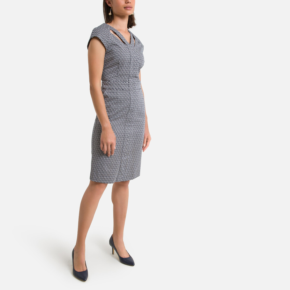 Платье-миди LaRedoute Прямое с графическим принтом 52 синий, размер 52 - фото 2