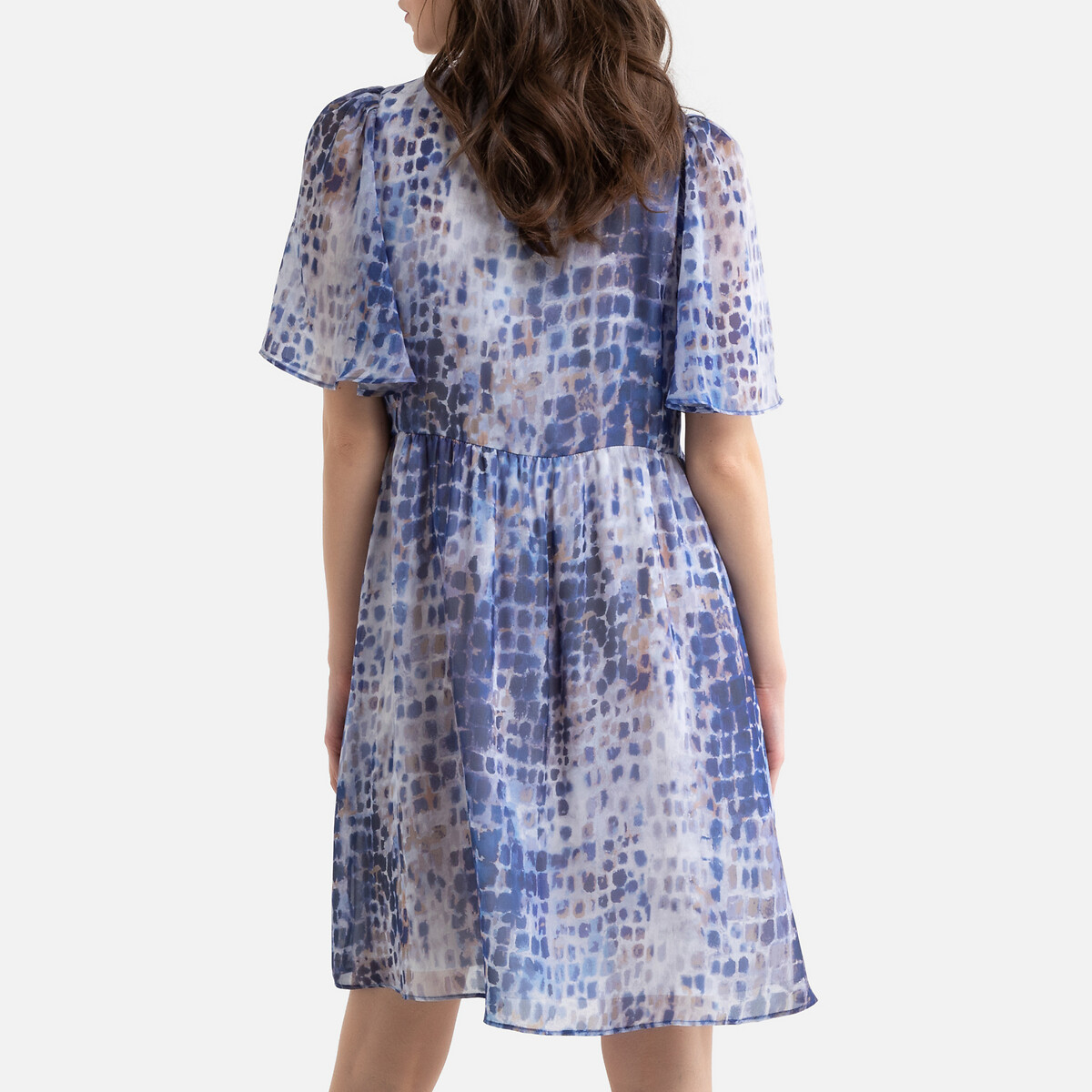 Платье LaRedoute Короткое V-образный вырез короткие рукава M синий, размер M - фото 4