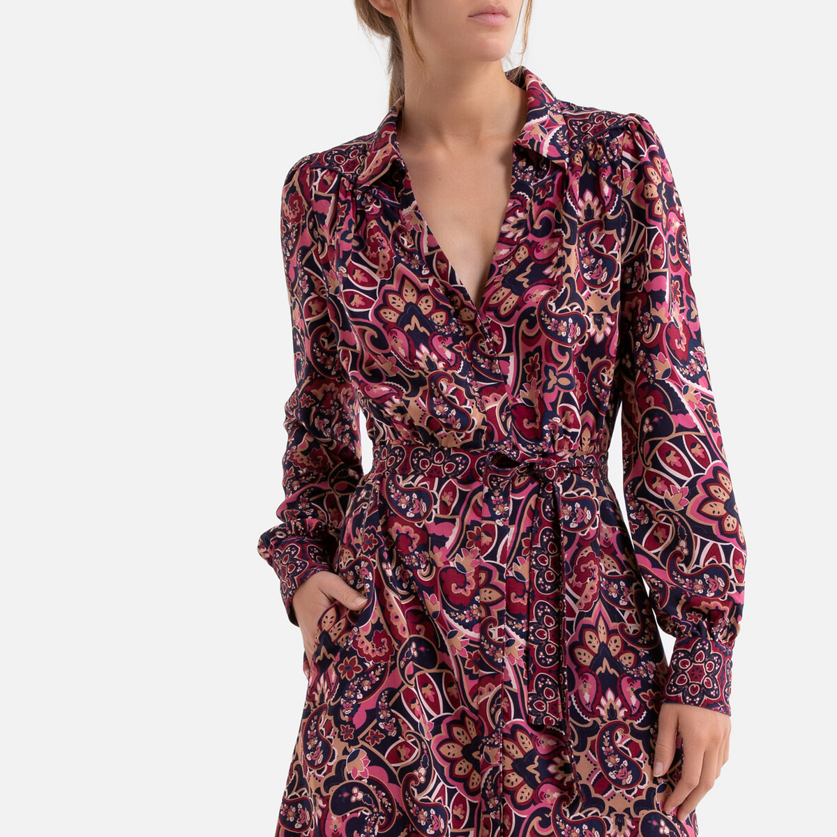 Платье La Redoute Длинное прямое с кашемировым рисунком 0(XS) розовый, размер 0(XS) Длинное прямое с кашемировым рисунком 0(XS) розовый - фото 2