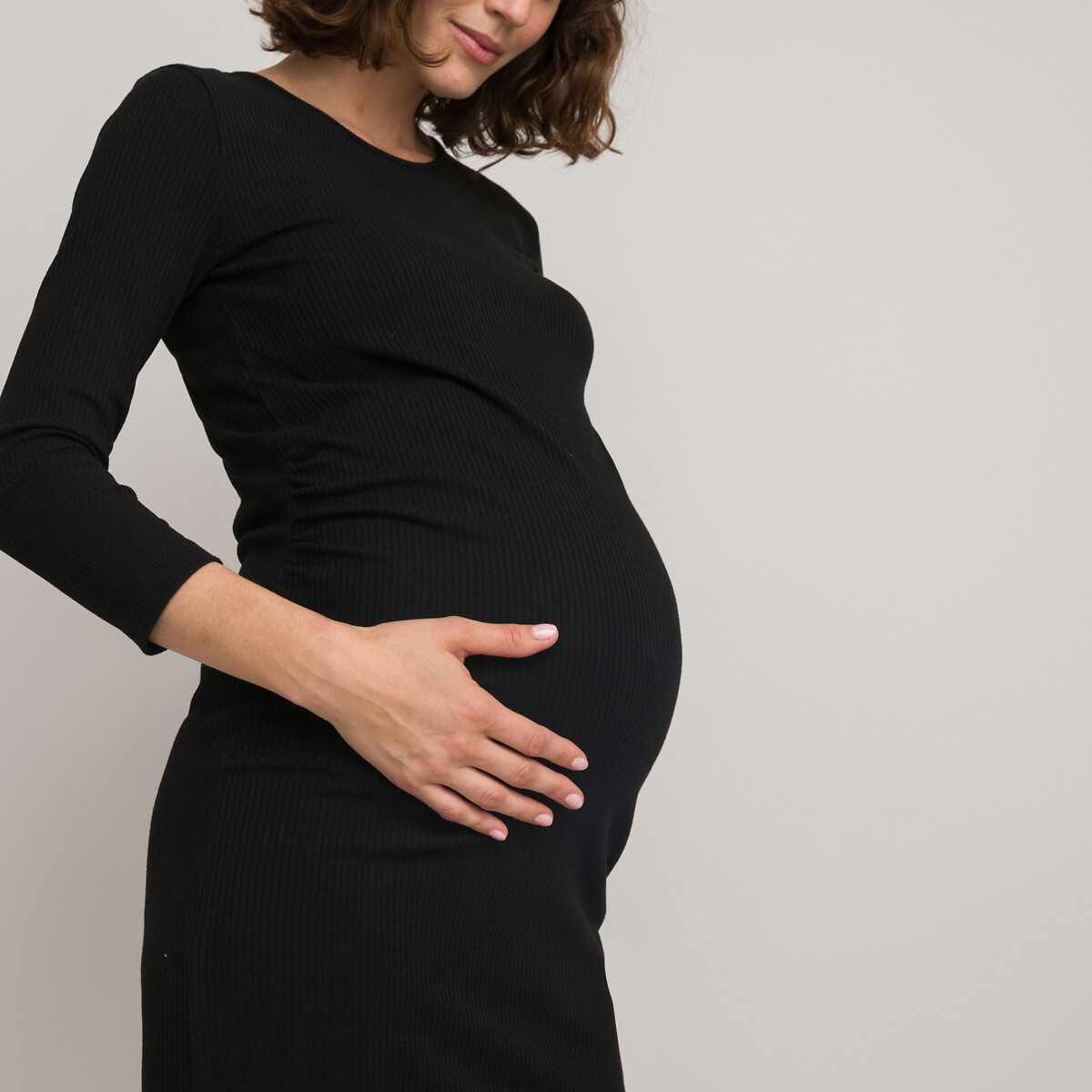 Платье Для периода беременности из трикотажа рукава 34 S черный LaRedoute, размер S - фото 3