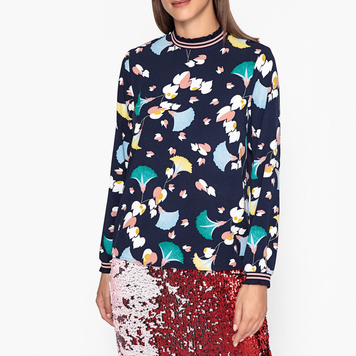 Blouse imprimée col montant, manches longues RORY