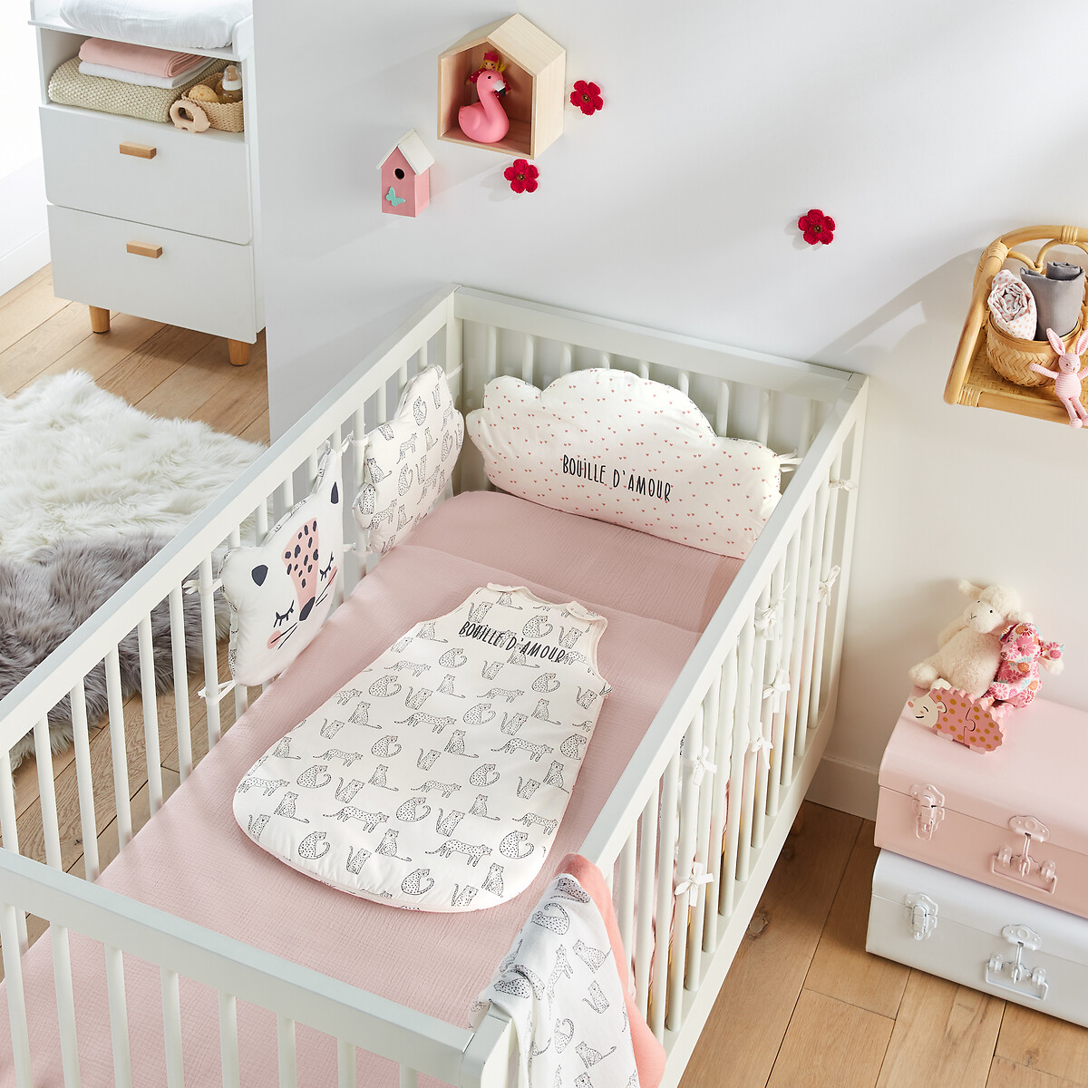 

Бортик LA REDOUTE COLLECTIONS, Розовый, С рисунком съемный единый размер розовый