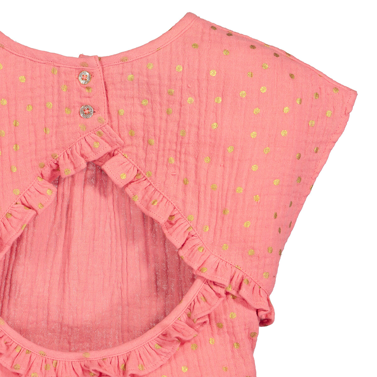 Платье С короткими рукавами из хлопчатобумажной газовой ткани с принтом в горошек 7 лет - 120 см розовый LaRedoute, размер 7 лет - 120 см - фото 5