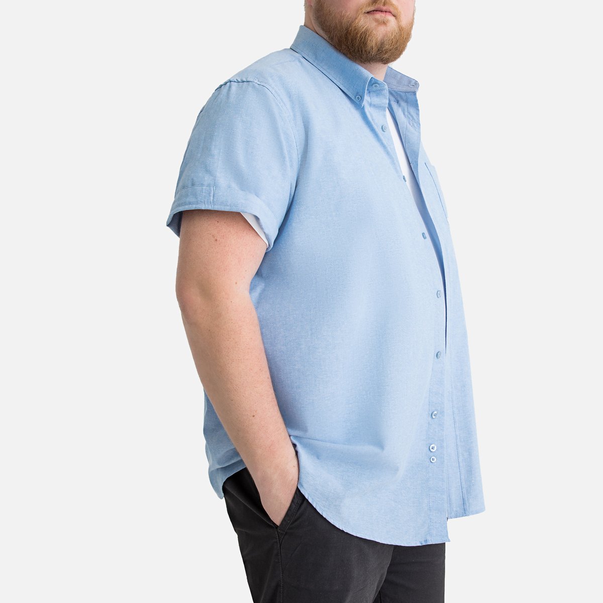 Рубашка La Redoute Прямого покроя большого размера 53/54 синий