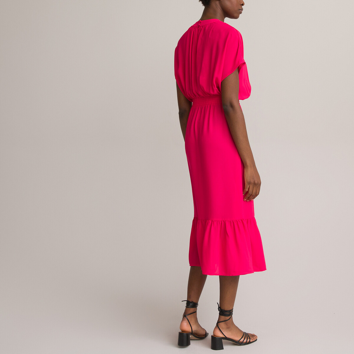 Платье Длинное с короткими рукавами 48 розовый LaRedoute, размер 48 - фото 4