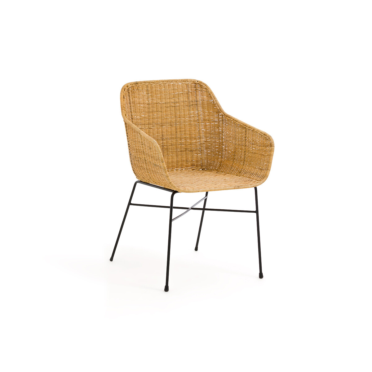 Кресло Для столовой из плетеного ротанга и металла Melawi единый размер бежевый