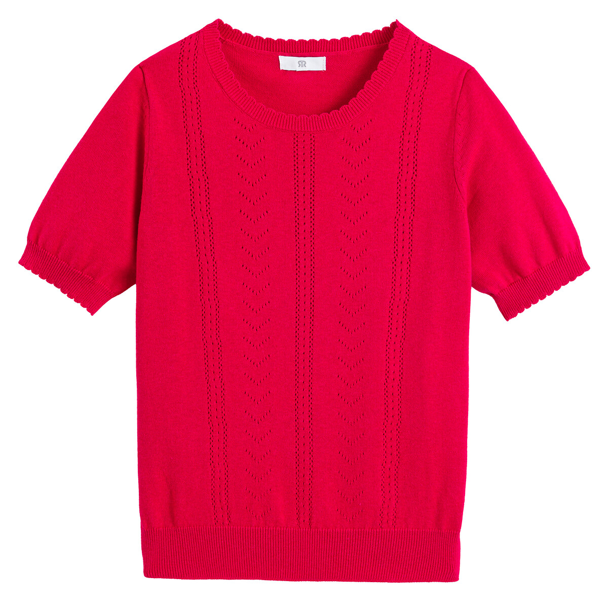 Пуловер LA REDOUTE COLLECTIONS с короткими рукавами из переработанного хлопка S красный, размер S - фото 5