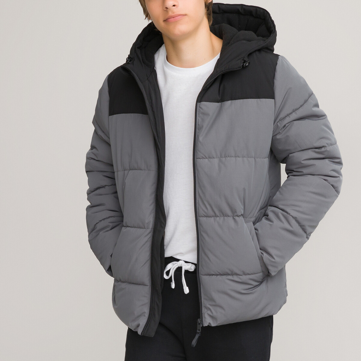 Куртка стеганая утепленная с капюшоном XXXS серый стеганая утепленная куртка с капюшоном