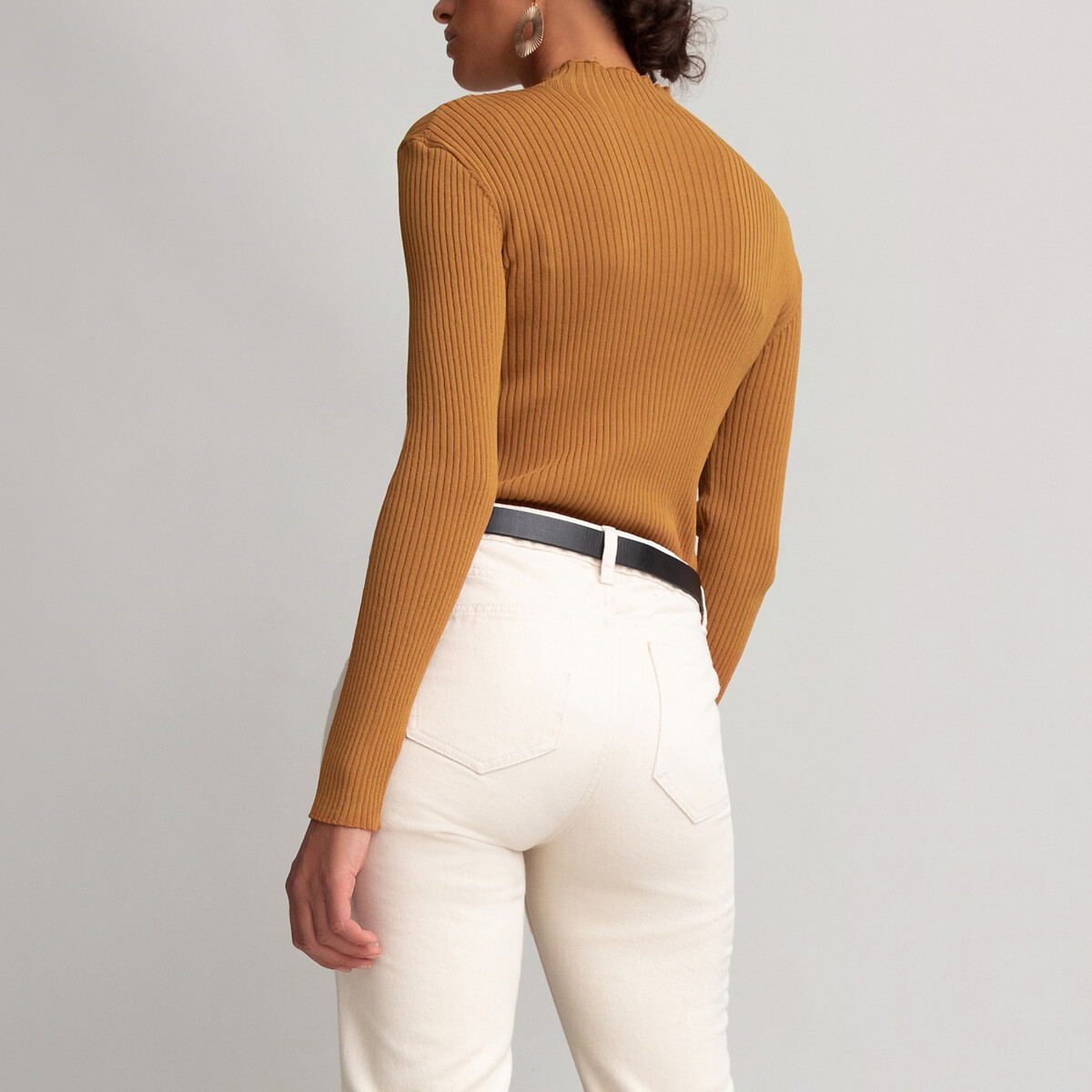 Пуловер La Redoute С воротником-стойкой из трикотажа в рубчик XL каштановый, размер XL - фото 4