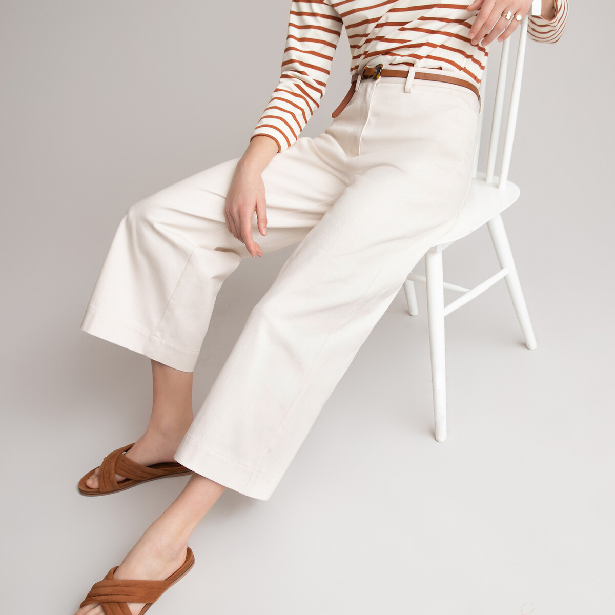 

Брюки LA REDOUTE COLLECTIONS, Белый, Брюки Широкие 78 высокий пояс 40 (FR) - 46 (RUS) белый