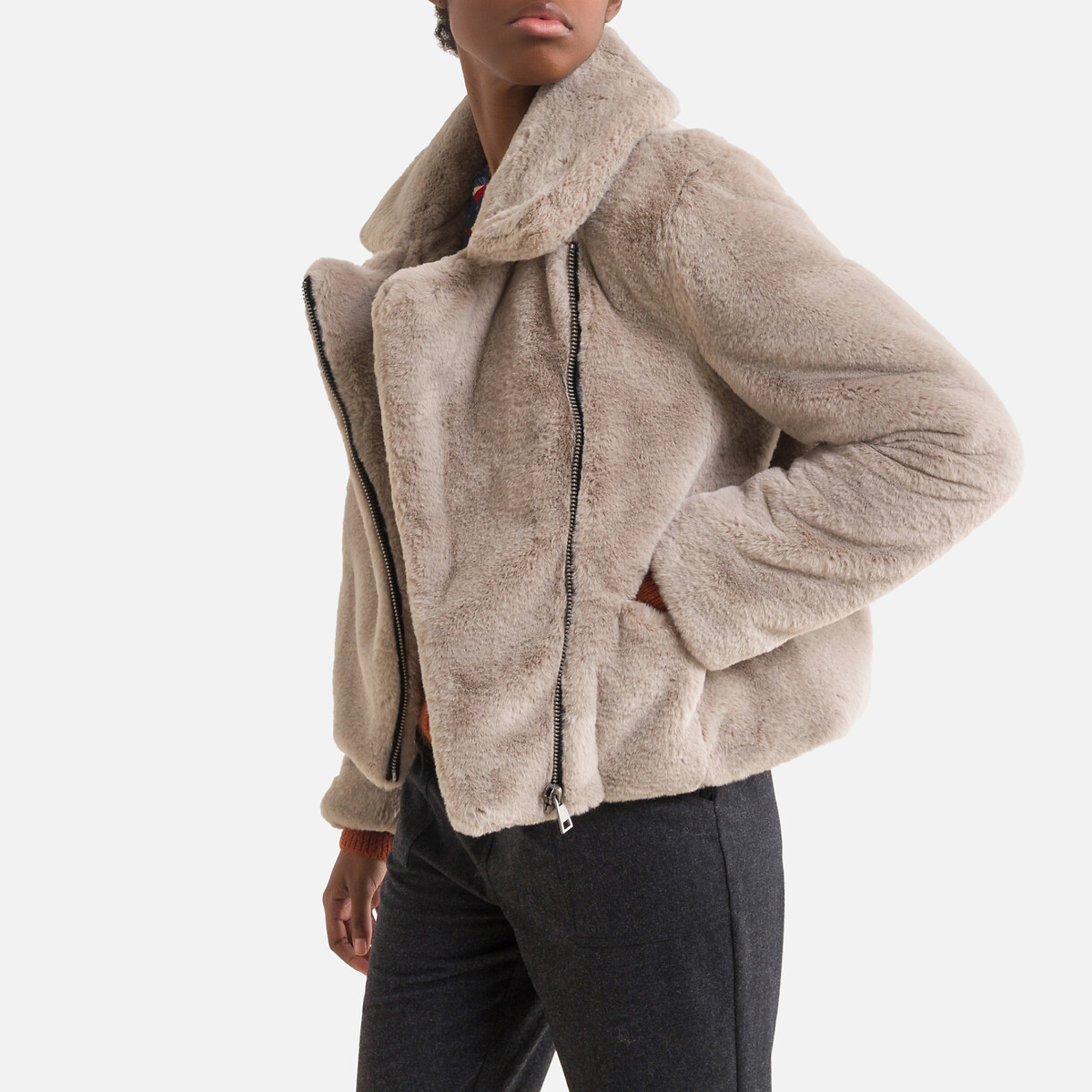 Пальто LaRedoute Короткое с застежкой-молнией BOX M бежевый, размер M - фото 1