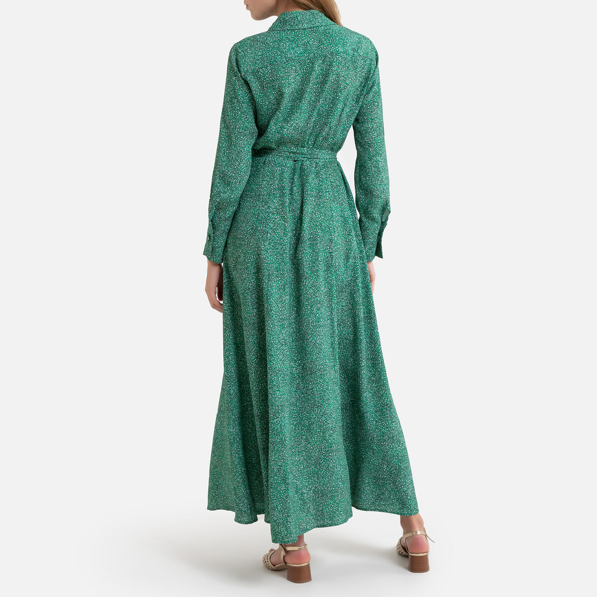 Платье LaRedoute Длинное на пуовицах с длинными рукавами PAULINE 36 (FR) - 42 (RUS) зеленый, размер 36 (FR) - 42 (RUS) Длинное на пуовицах с длинными рукавами PAULINE 36 (FR) - 42 (RUS) зеленый - фото 3
