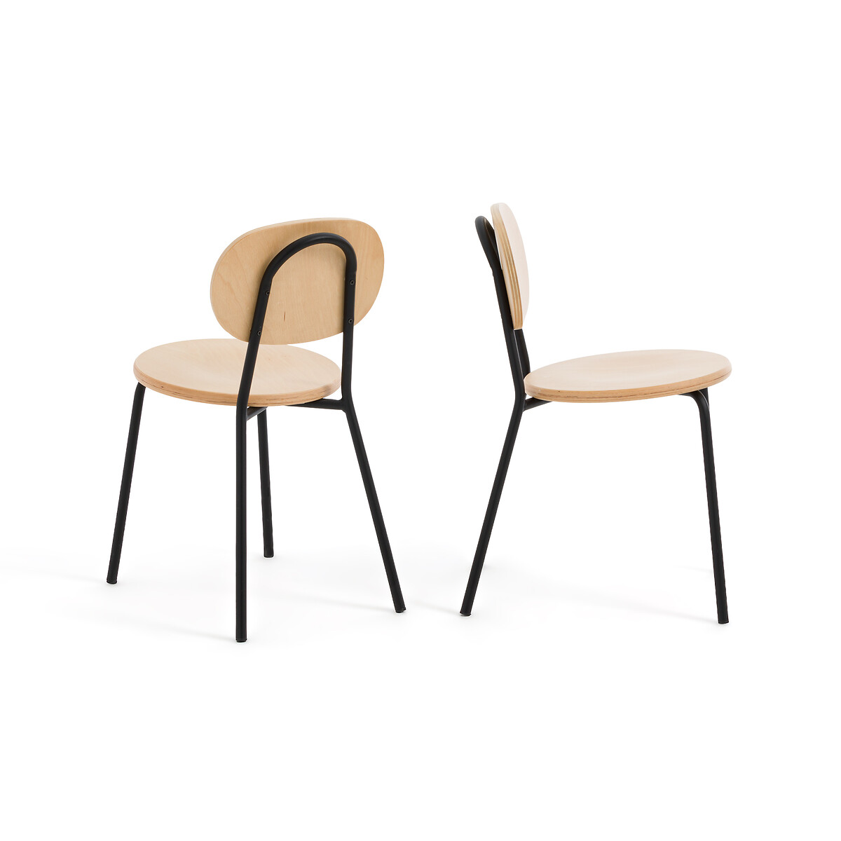 Комплект из 2 стульев из Бука и металла штабелируемых Loumi единый размер бежевый LaRedoute - фото 2