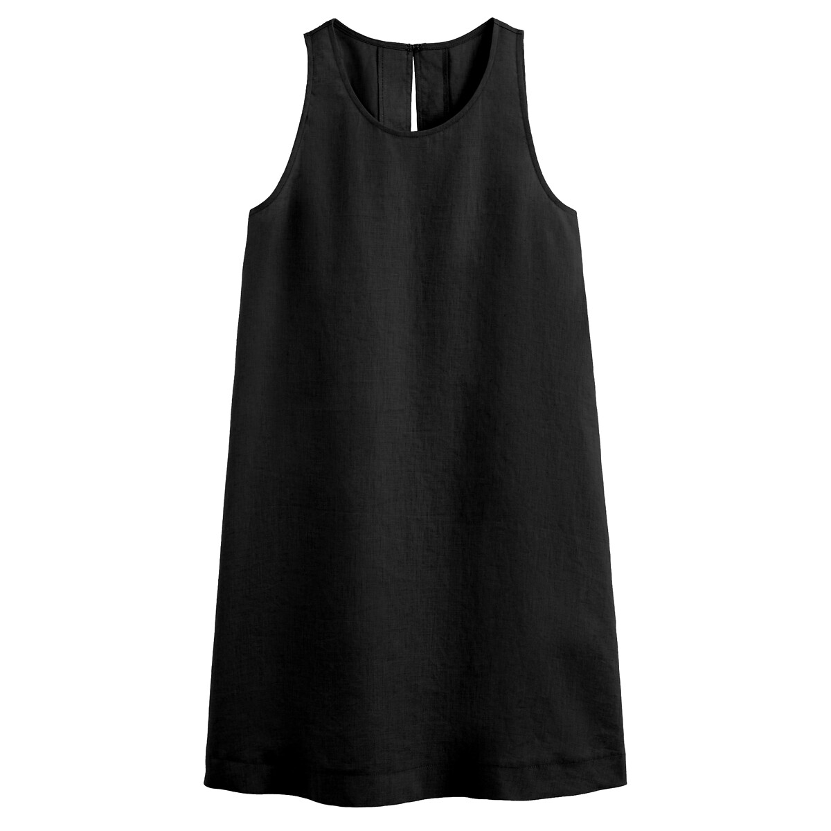 Платье Короткое без рукавов 100 лен 46 черный LaRedoute, размер 46 - фото 5