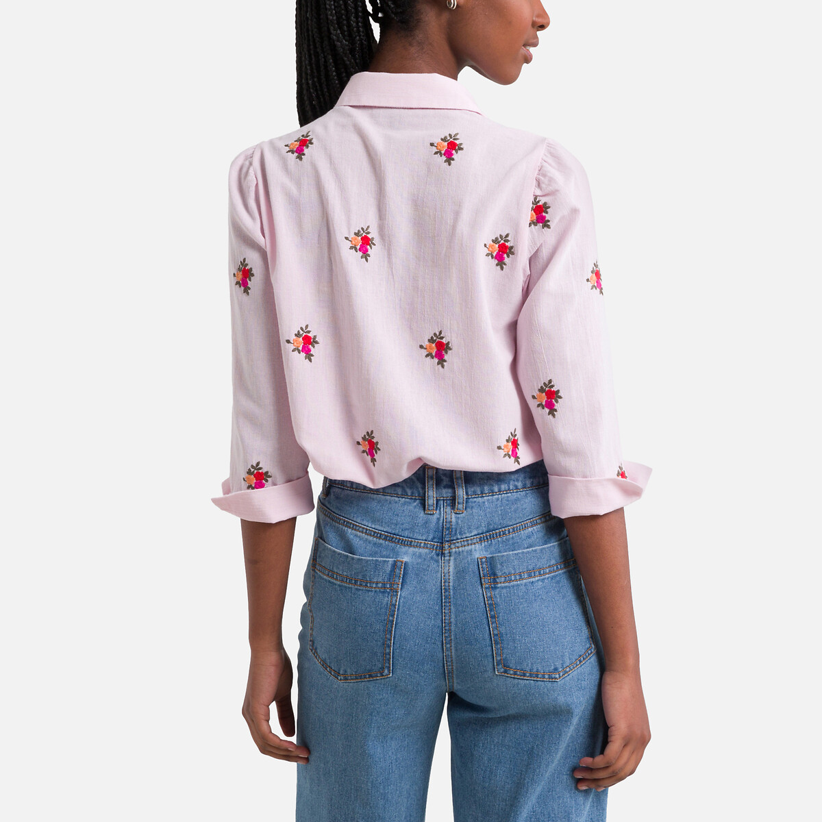 Рубашка С вышитым цветочным узором L розовый LaRedoute, размер L - фото 4