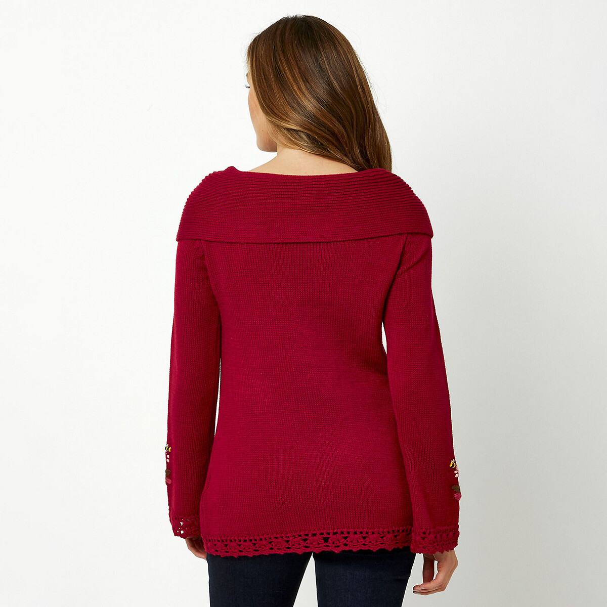 Пуловер La Redoute Из плетеного трикотажа с вышивкой 36 (FR) - 42 (RUS) красный, размер 36 (FR) - 42 (RUS) Из плетеного трикотажа с вышивкой 36 (FR) - 42 (RUS) красный - фото 2
