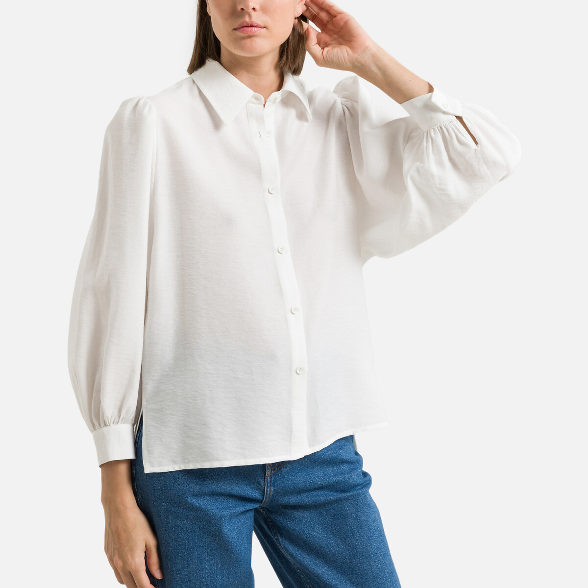 Рубашка Однотонная с длинными рукавами 1(S) белый
