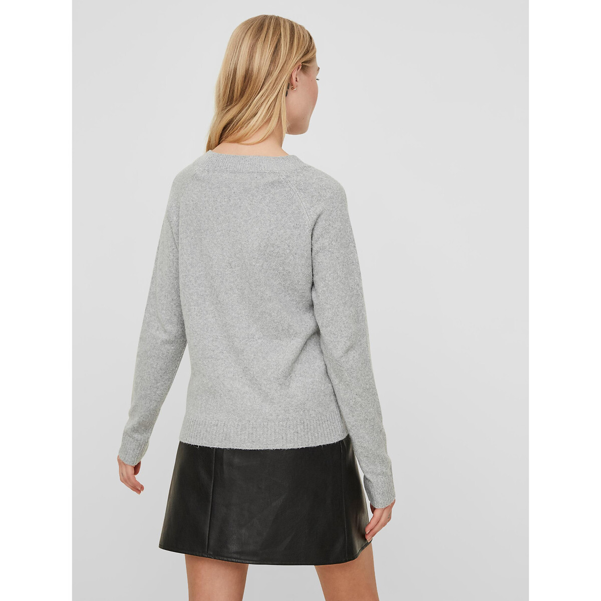 Пуловер La Redoute С круглым вырезом тонкий трикотаж XS серый, размер XS - фото 3
