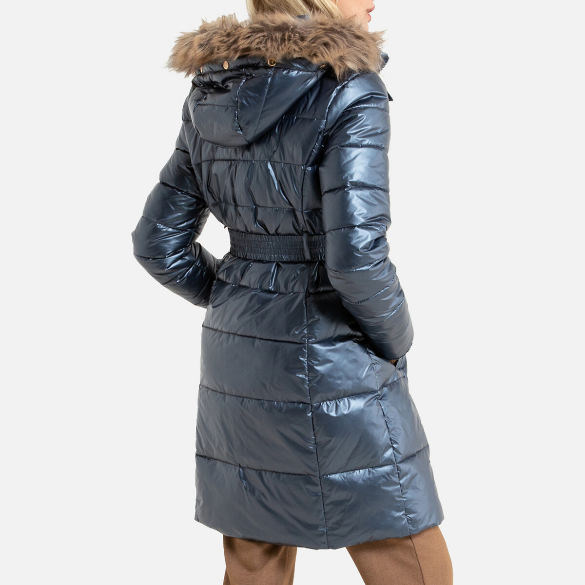 Куртка LaRedoute Стеганая средней длины с капюшоном зимняя модель 50 (FR) - 56 (RUS) синий, размер 50 (FR) - 56 (RUS) Стеганая средней длины с капюшоном зимняя модель 50 (FR) - 56 (RUS) синий - фото 4