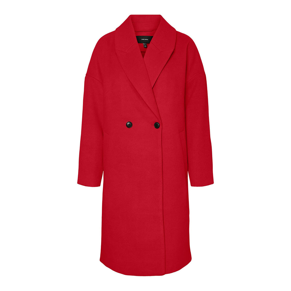 Пальто VERO MODA Прямое пиджачный воротник S красный, размер S