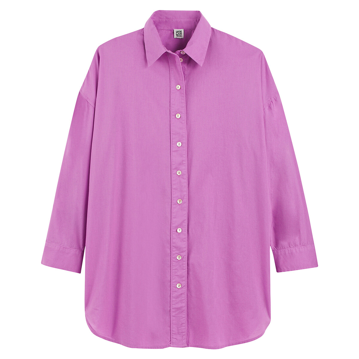 Рубашка оверсайз с длиной под тунику  42 (FR) - 48 (RUS) фиолетовый LaRedoute, размер 42 (FR) - 48 (RUS) Рубашка оверсайз с длиной под тунику  42 (FR) - 48 (RUS) фиолетовый - фото 5