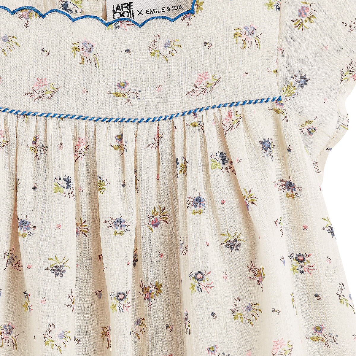 Блузка из хлопка с квадратным вырезом и цветочным принтом  12 лет -150 см бежевый LaRedoute, размер 12 - фото 2