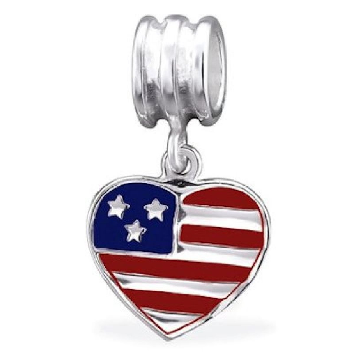Charm Pampille Drapeau Etats-Unis Amérique Argent 925 - Compatible Pandora, Trollbeads, Chamilia, Biagi