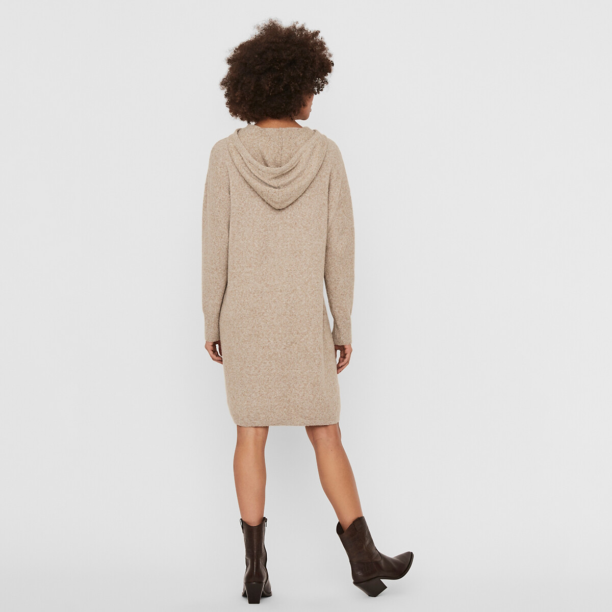 Платье-пуловер LaRedoute С капюшоном S бежевый, размер S - фото 3