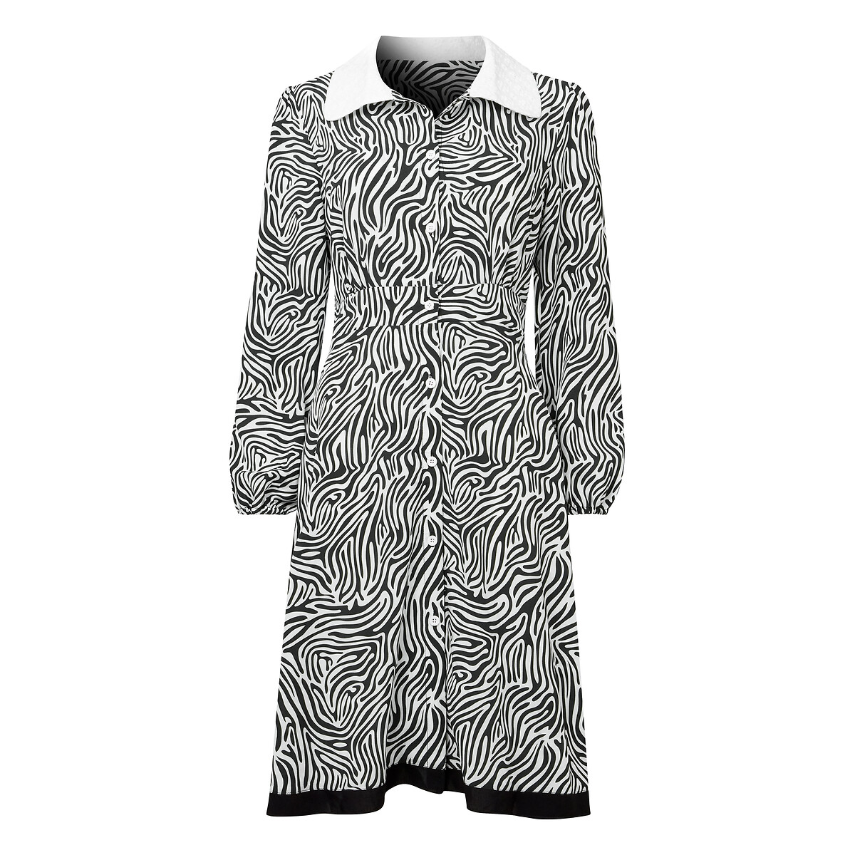 Платье JOE BROWNS Короткое анималистичный принт отложной воротник 44 черный, размер 44 - фото 3
