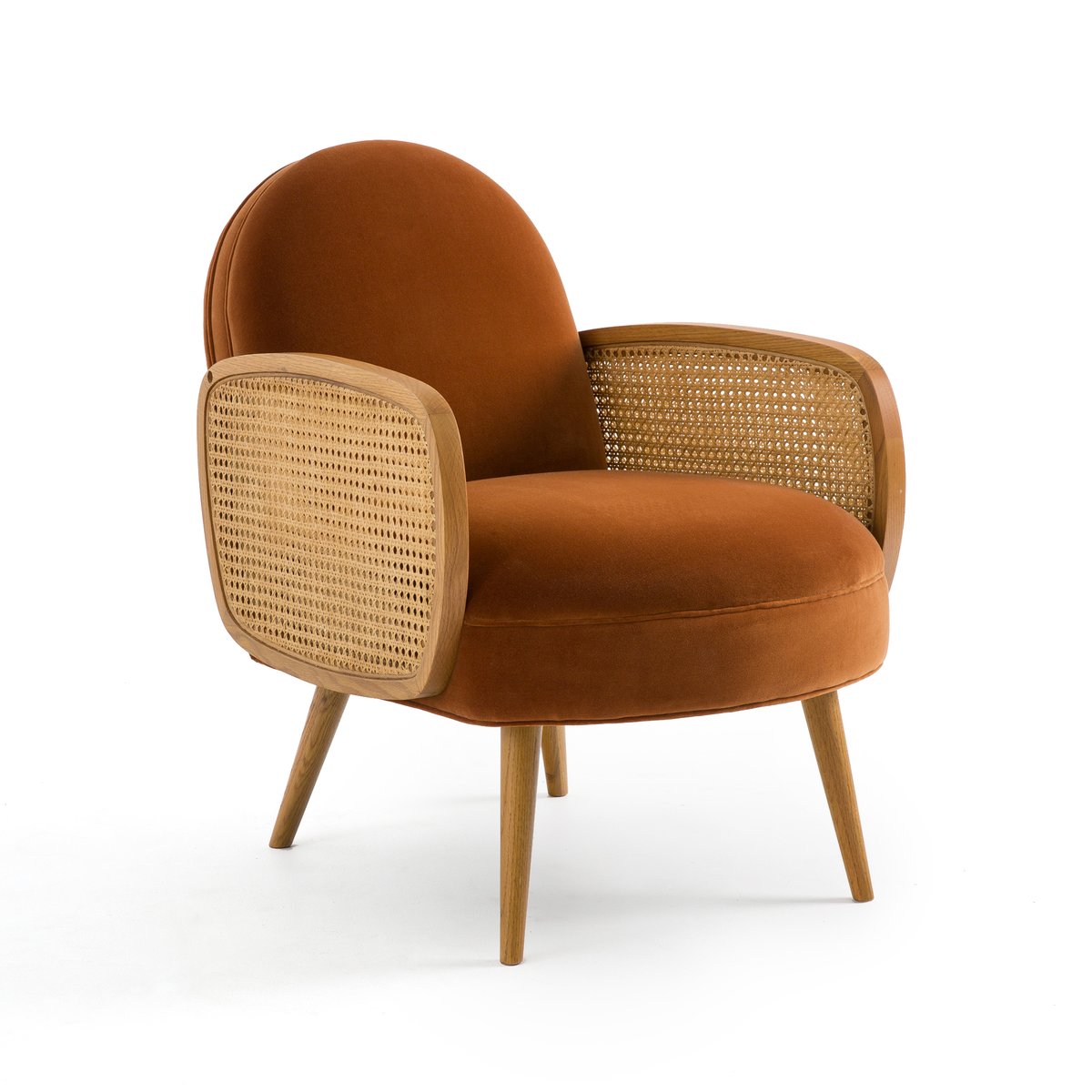 Кресло BUISSEAU с велюровой и плетеной отделкой единый размер оранжевый