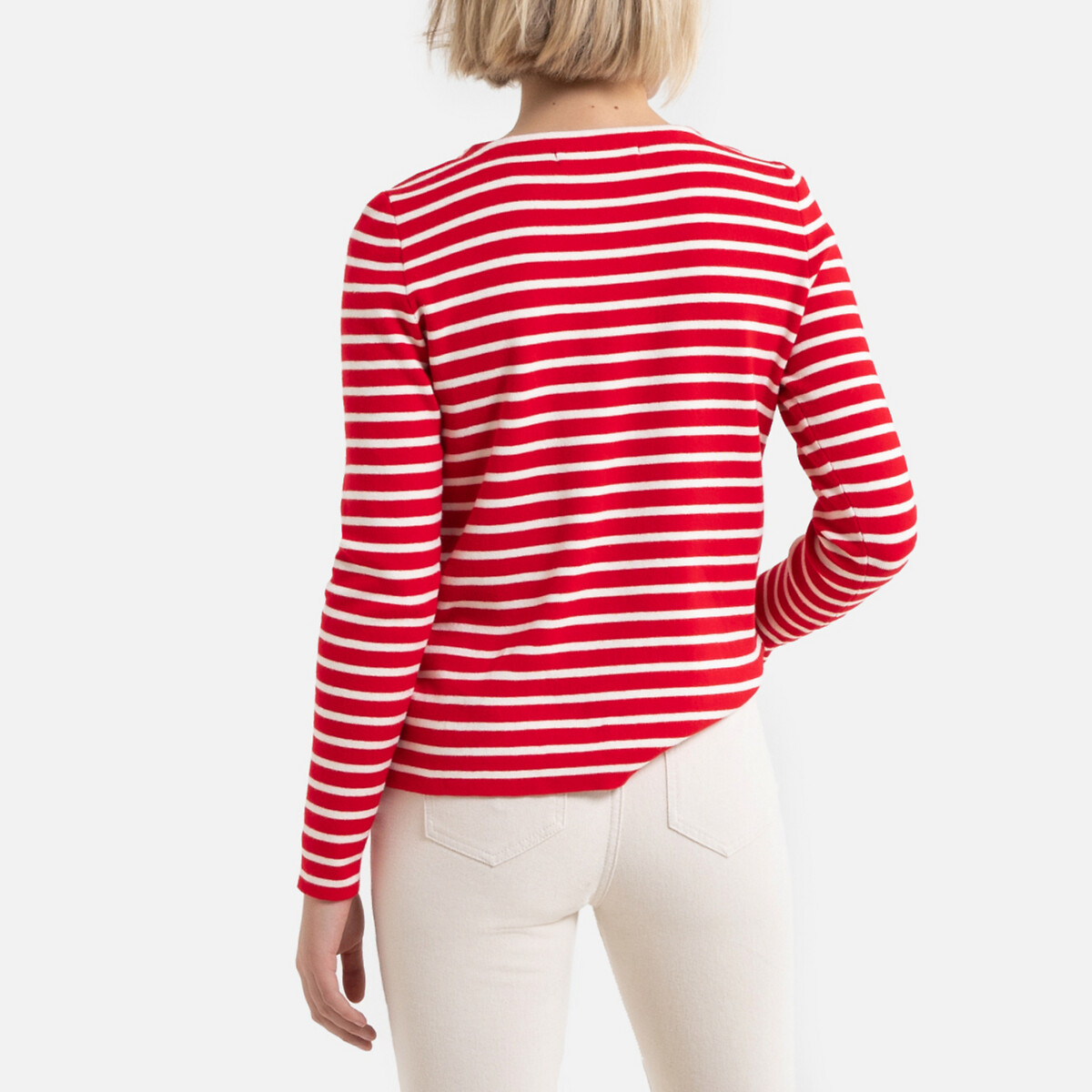 Пуловер La Redoute Из тонкого трикотажа в полоску XS красный, размер XS - фото 4
