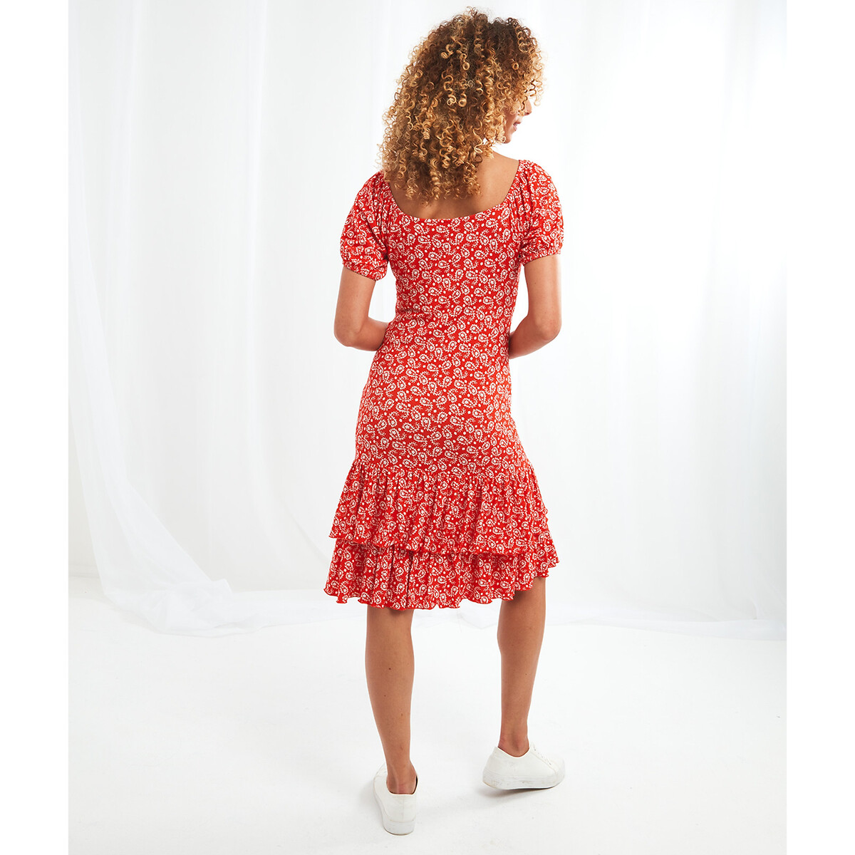 Платье JOE BROWNS Короткое с принтом юбка с воланом 46 красный, размер 46 - фото 3