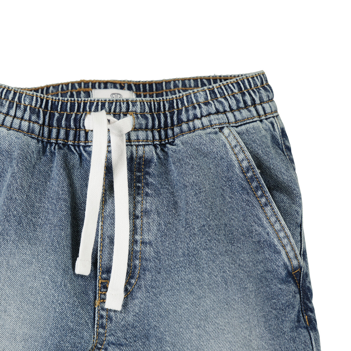 Бермуды Из джинсовой ткани с поясом на резинке 12 синий LaRedoute, размер 12 - фото 5