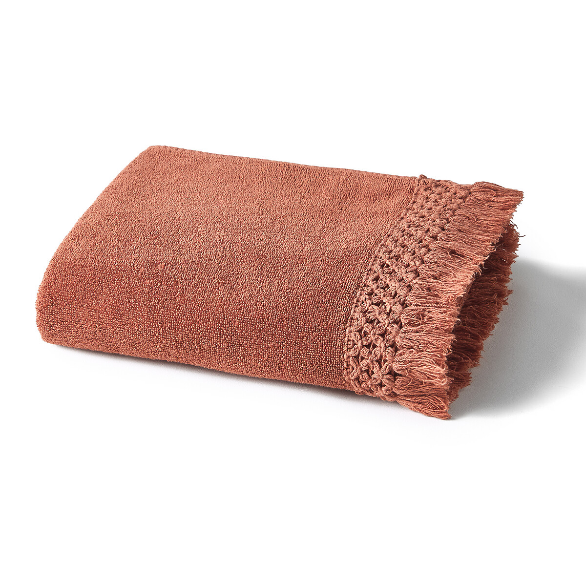 Одеяло La Redoute Махровое из хлопка и вышивкой крючком Majorque 50 x 100 см каштановый, размер 50 x 100 см