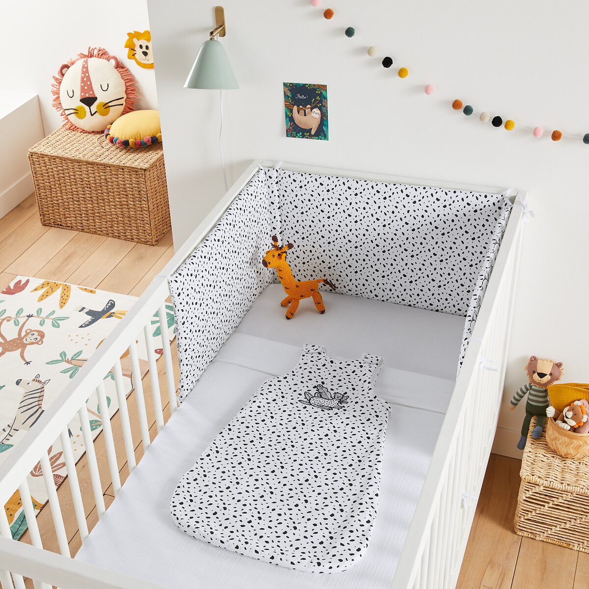 Бортики LA REDOUTE INTERIEURS Для детской кроватки из хлопоковой перкали 180 x 40 см белый, размер 180 x 40 см - фото 2