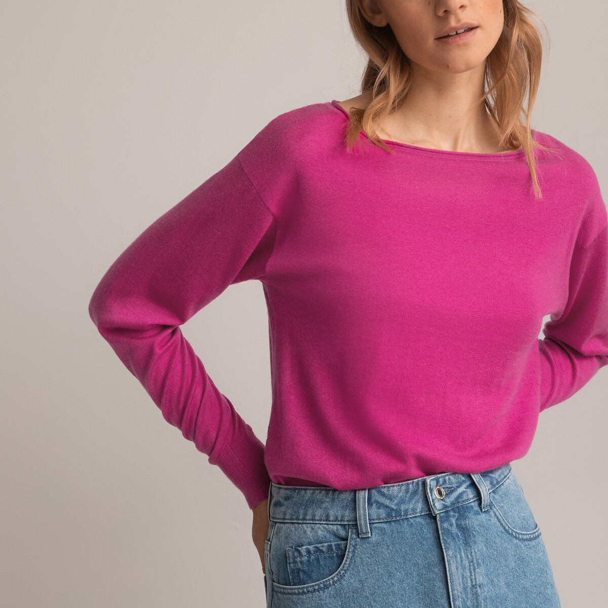 Пуловер С вырезом-лодочкой XS розовый LaRedoute, размер XS - фото 1