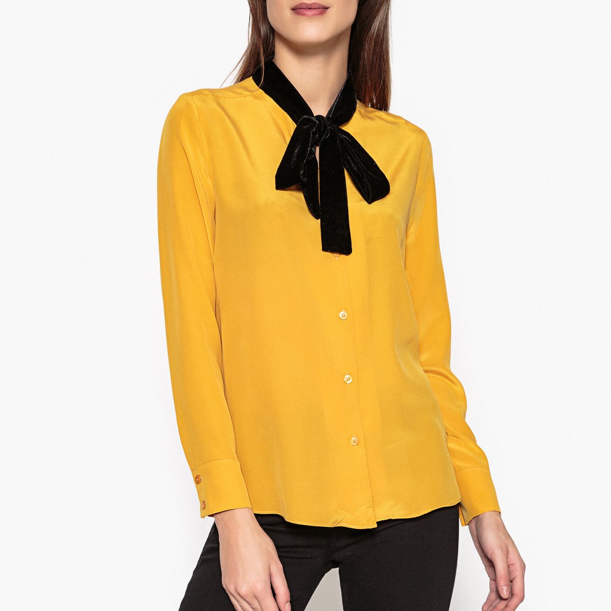 Рубашка Из шлка с галстуком-бантом NANO XS желтый