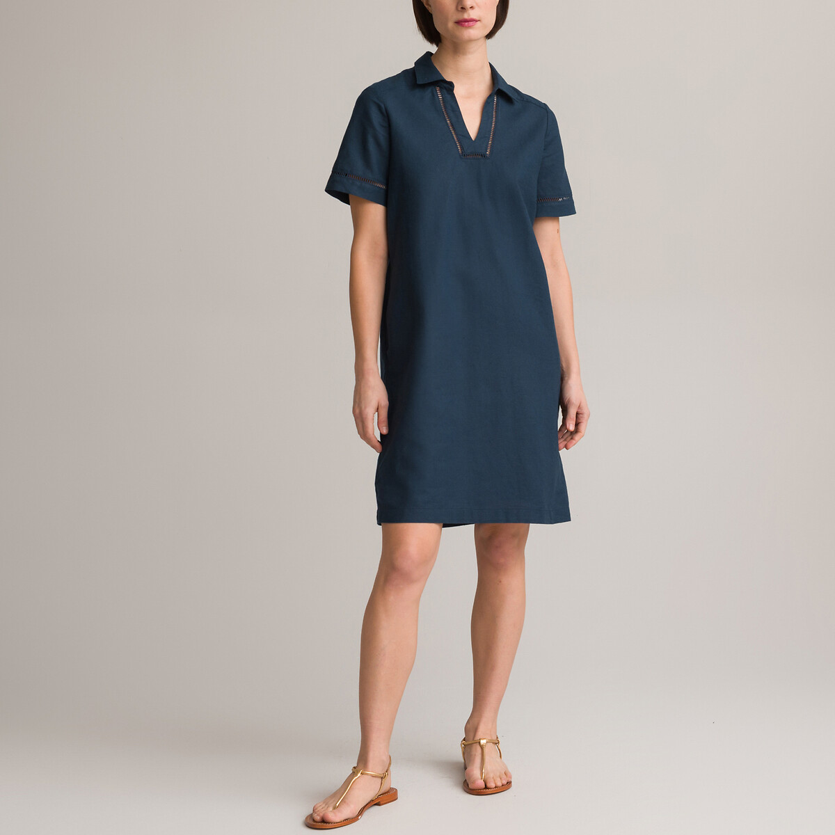 Платье-миди Прямое с короткими рукавами 54 синий LaRedoute, размер 54 - фото 2