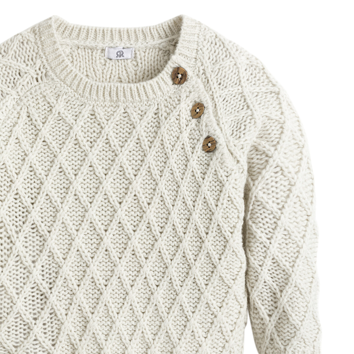 Пуловер LaRedoute С круглым вырезом из трикотажа 3 мес-4 лет 3 года - 94 см бежевый, размер 3 года - 94 см - фото 5