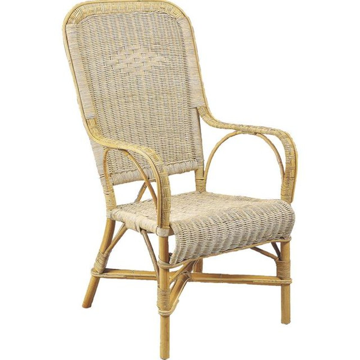 Fauteuil rotin dossier haut naturel