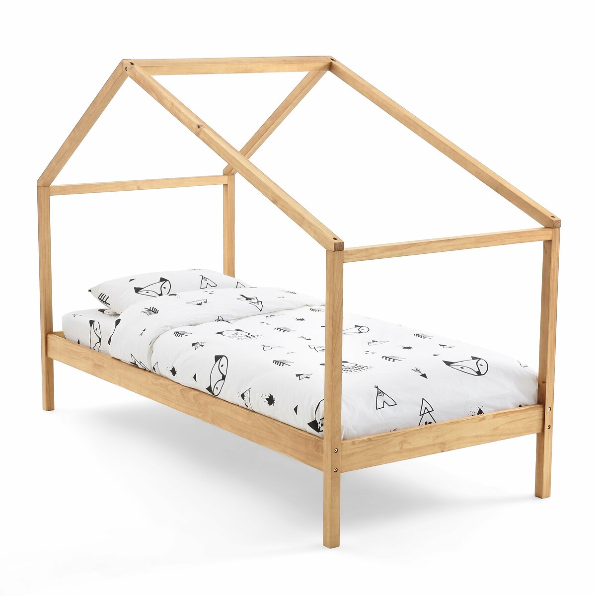 Кровать Из массива сосны с пологом и основанием Spidou 90 x 200 см каштановый