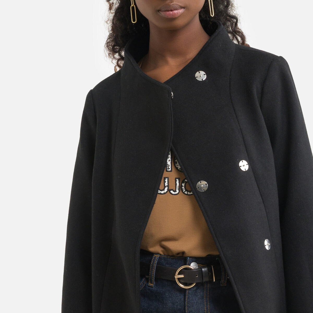 Пальто Средней длины с воротником-стойкой XS черный LaRedoute, размер XS - фото 3