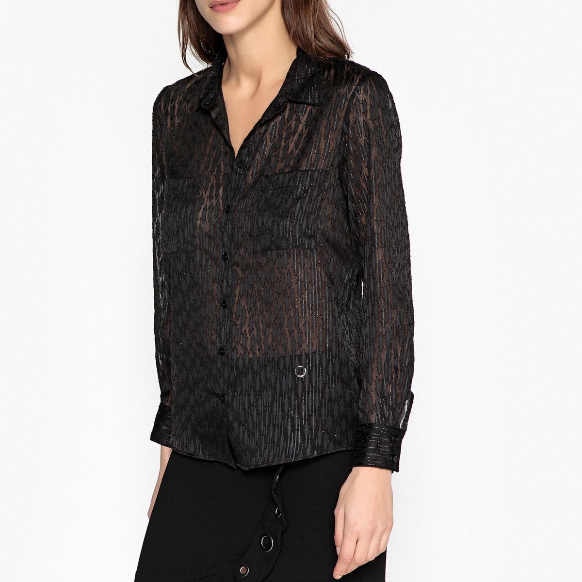 Chemise imprimé jacquard, manches longues