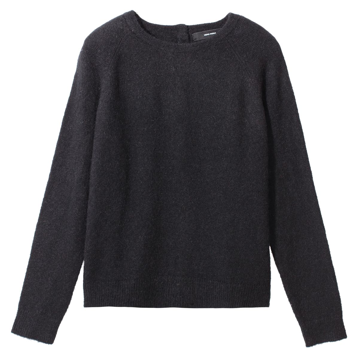 Pull col rond, fermerture bourtonnée dos
