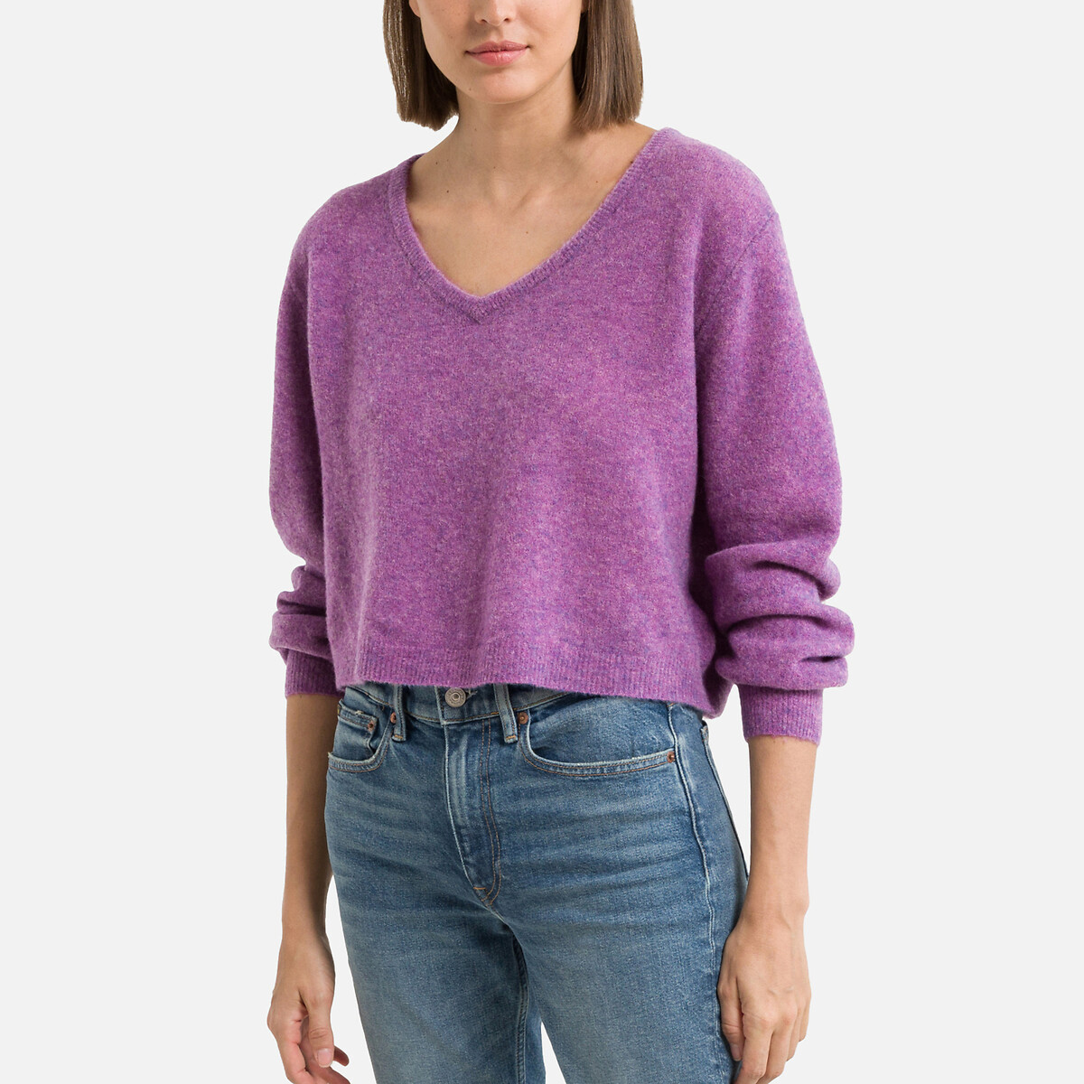 Пуловер С V-образным вырезом из тонкого трикотажа RAZPARK S фиолетовый