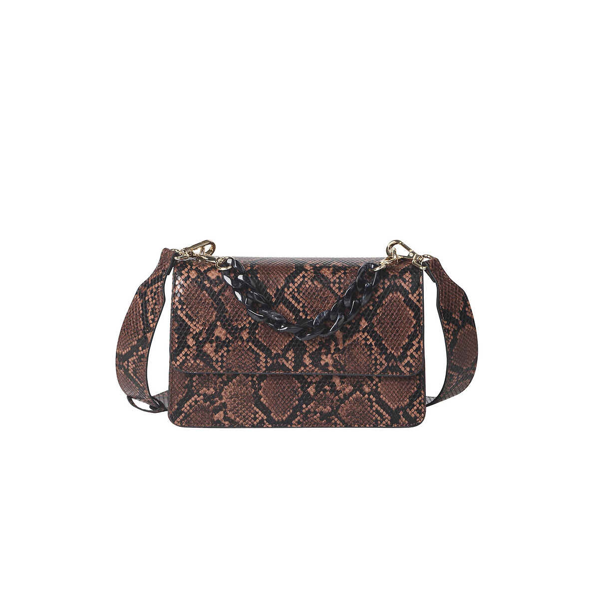 

Сумка LaRedoute, Каштановый, С ремешком под кожу крокодила SNAKE MAYA BAG единый размер каштановый