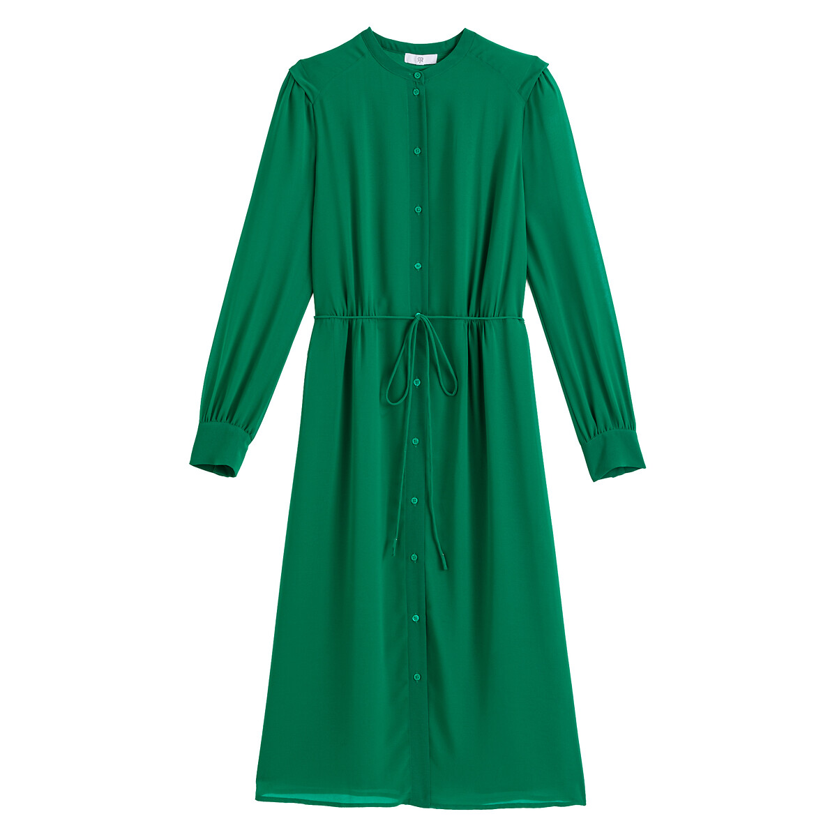 Платье-рубашка LA REDOUTE COLLECTIONS С круглым вырезом и длинными рукавами 56 зеленый, размер 56 - фото 5